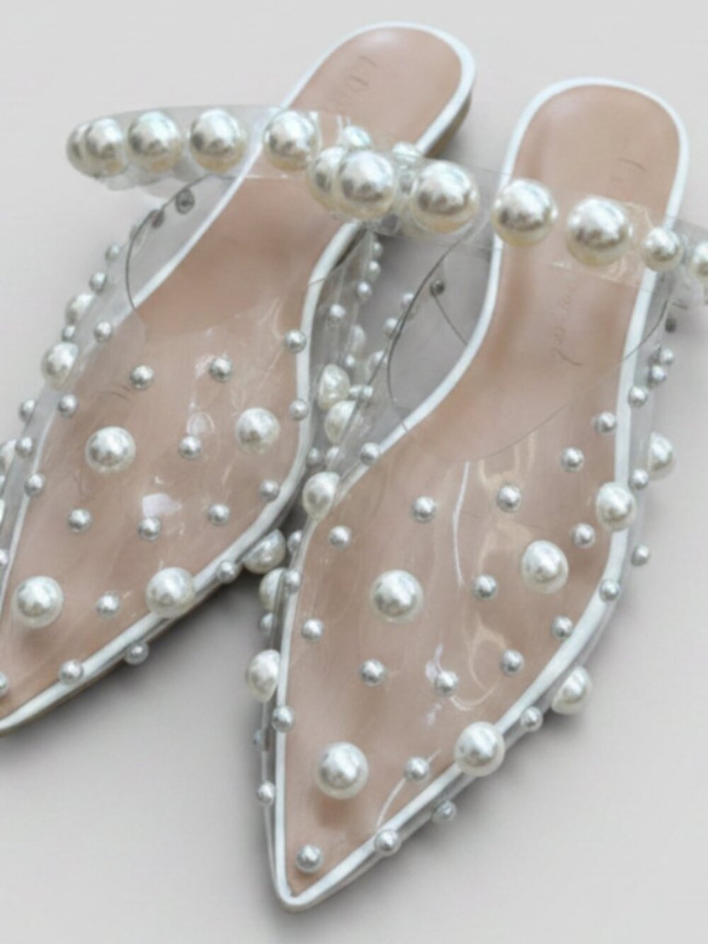 She Is Cheval Pearl Embellished Flats Size 8 | Women's Pointed-Toe Ballet Flats
